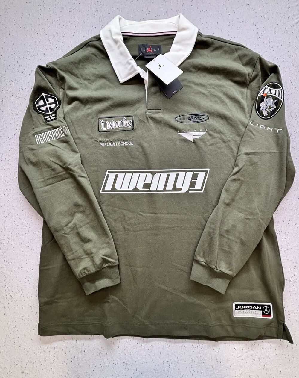 NWT Jordan Essentials Long Sleeve Rugby Cargo Khaki Green Men XXL HF9323 $95